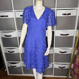 Maggy London Women's Floral Lace Puff-Sleeve A-Line Dress Size 10